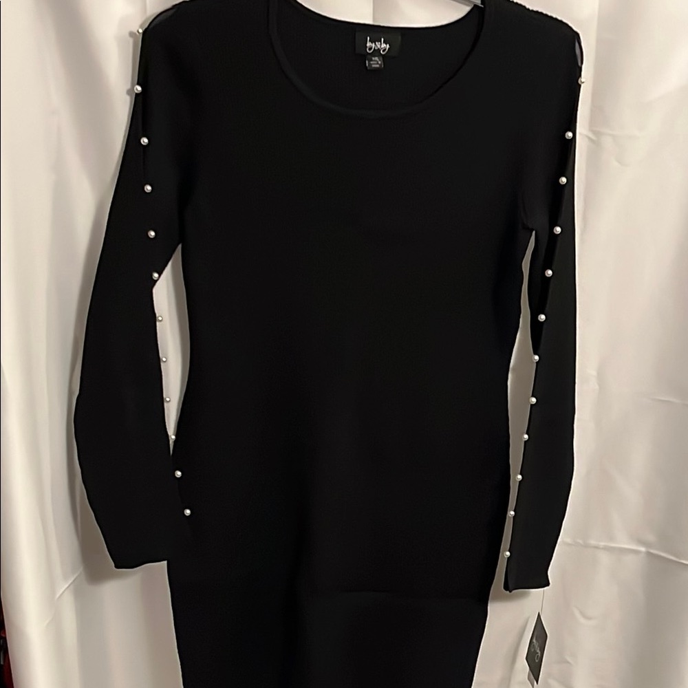 Black Dress with Pearl Accents